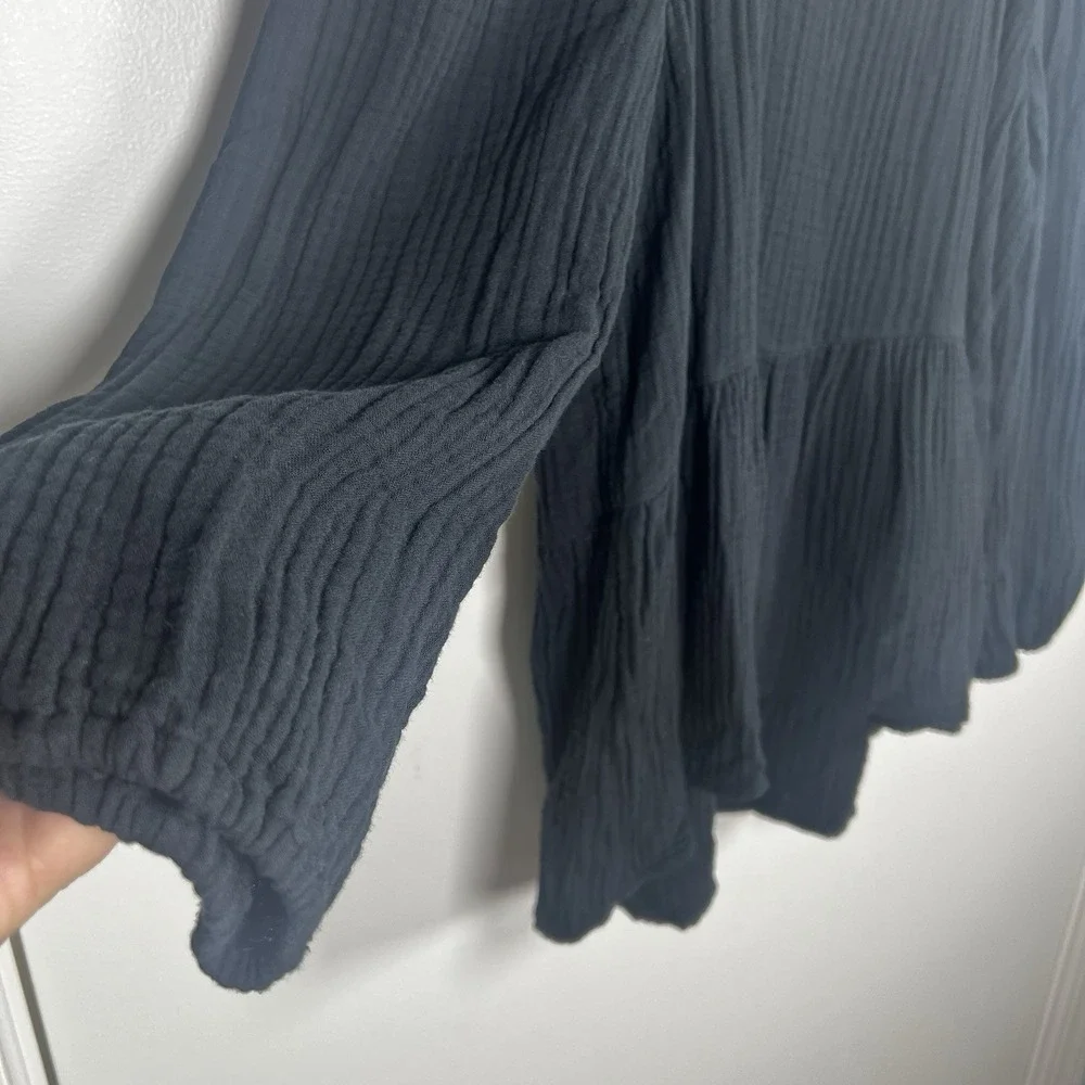 Madewell Puff Sleeve Lightspun Millbrook Peplum Top Square Neck Size‎ M Boho